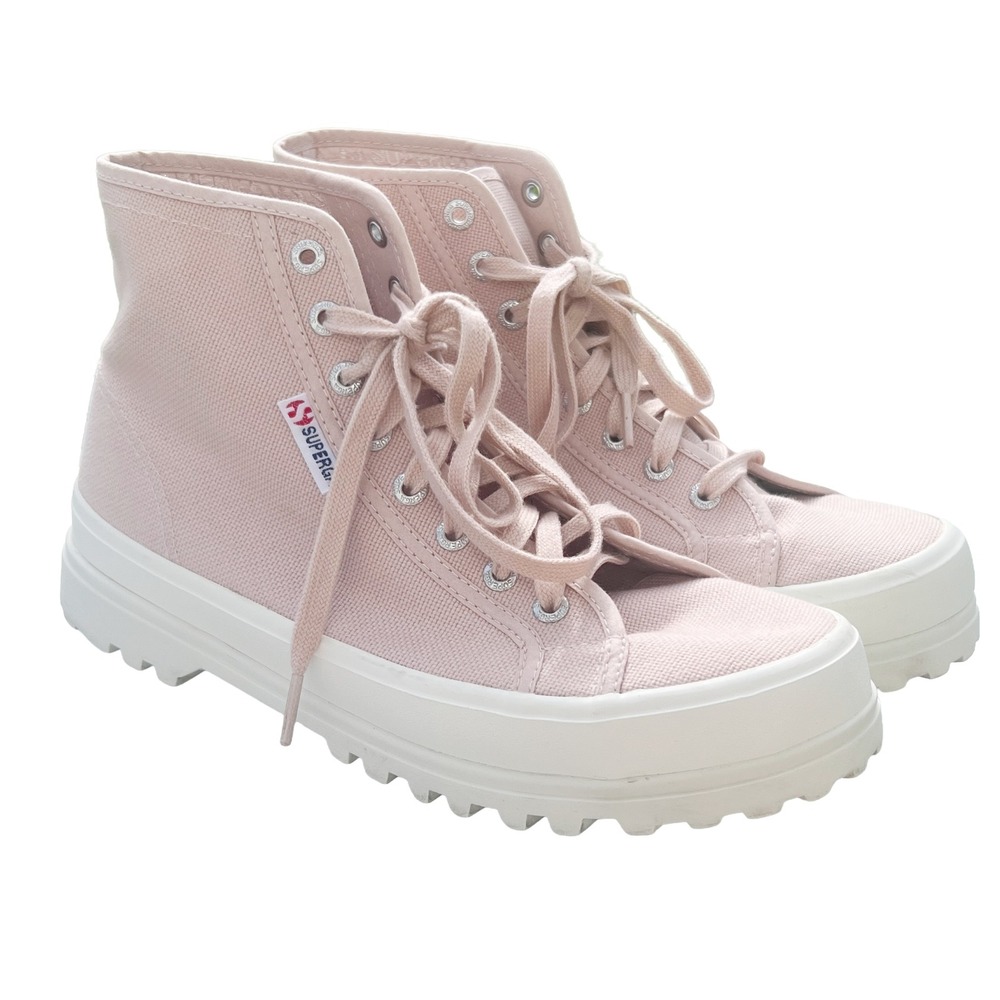 Superga Alpina High Top Platform‎ Sneakers Pink Canvas